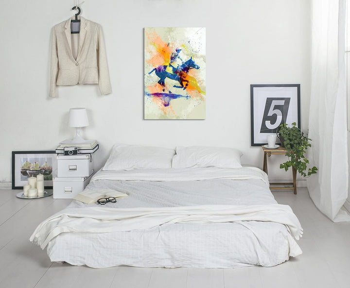 Polo 90x60cm Wandbild SPORTBILD Aquarell Art tolle Farben von Paul Sinus
