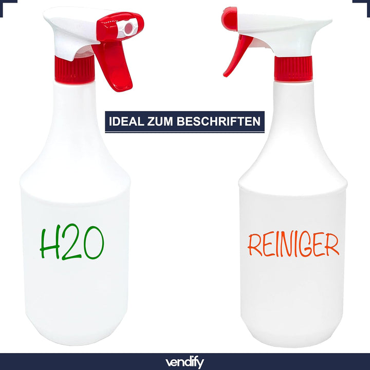 vendify® 20x Sprühflasche 1 Liter / 1000 ml mit Schaum Düse - Leer ohne Label - Premium Qualität - 1