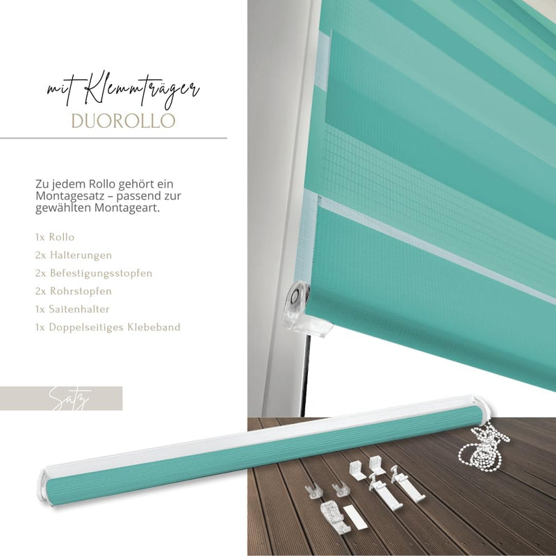 Home-Vision® DuoRollo Klemmfix, Doppelrollo ohne Bohren mit Klämmträgern, Rollos für Fenster und Tür