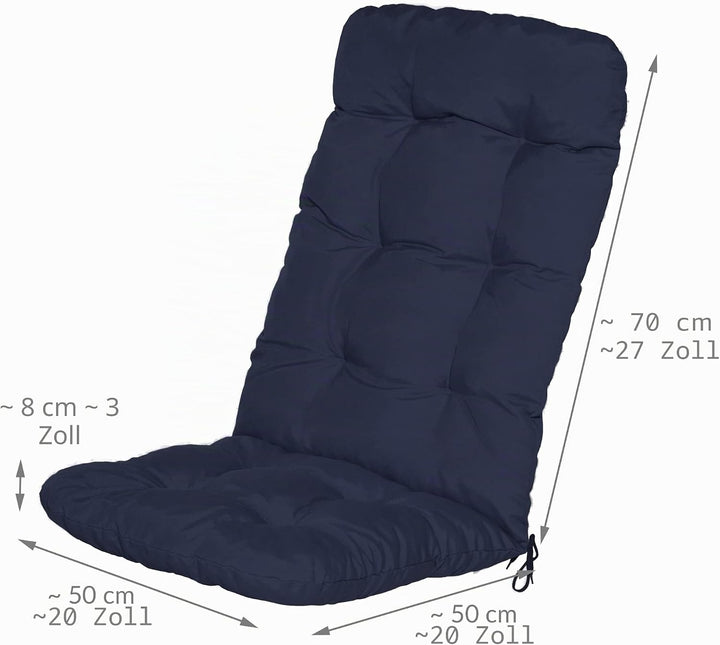 Beautissu 6er Set Hochlehner Auflagen Sitzpolster für Gartenstühle Outdoor | 120x50x8cm Dunkelblau G