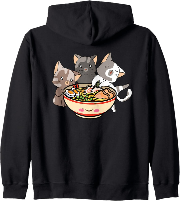 Katze und Ramen Katzen fressen Ramen Kapuzenjacke