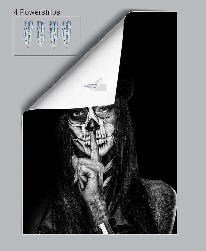 wandmotiv24 Poster als Wanddeko, Grösse 100x70cm, Model mit Totenkopf Makeup, Schminke, Grüne Augen,