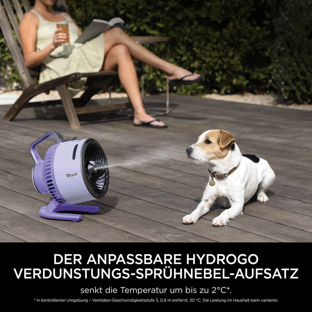 Shark FlexBreeze HydroGo Starker Ventilator mit Sprühnebel, Kühlung für drinnen & draussen, leise &