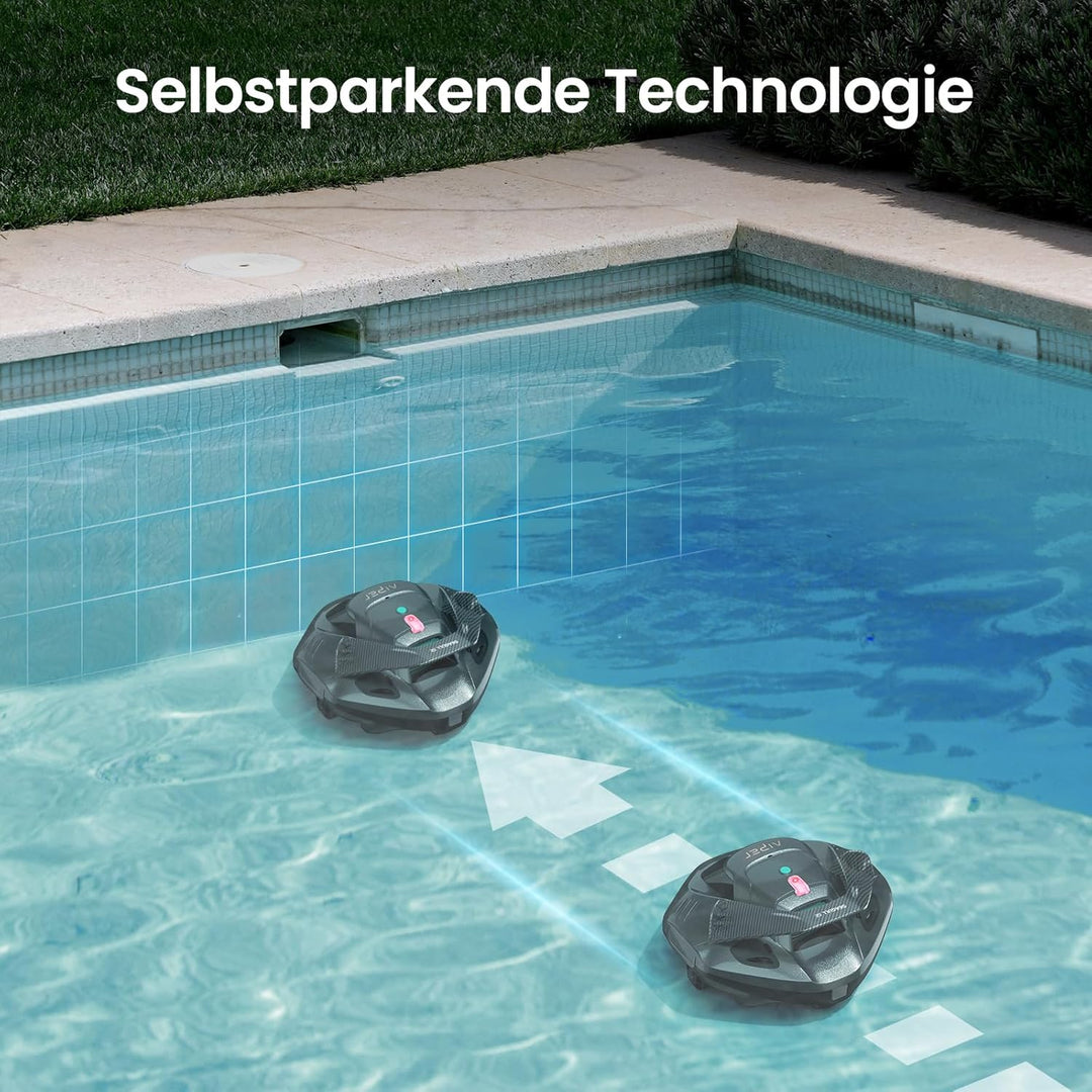 AIPER Poolroboter, 90 Minuten Leistungsstarke Reinigung, Dual-Antriebsmotoren, LED-Anzeigen, Automat