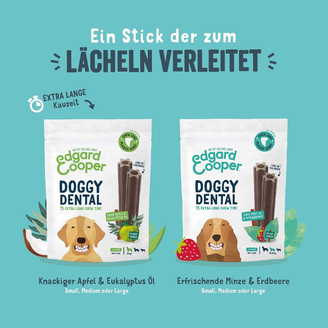 Edgard &amp; Cooper Snacks 56 Dental Stick Medium Hund Natural 8x7 Kausticks Zahnpflege Minze &amp; Erdbeere