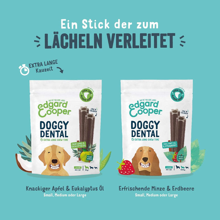 Edgard &amp; Cooper Snacks 56 Dental Stick Medium Hund Natural 8x7 Kausticks Zahnpflege Minze &amp; Erdbeere