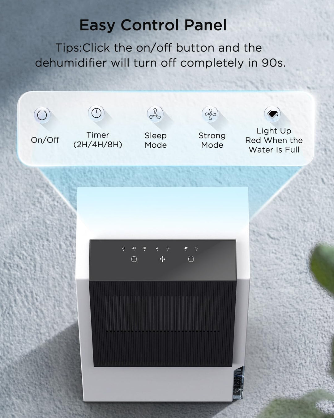 EasyAcc Luftentfeuchter mit Trockner 3L/Tag, Luftentfeuchter Elektrisch Tragbar Leise Effizienter Ad
