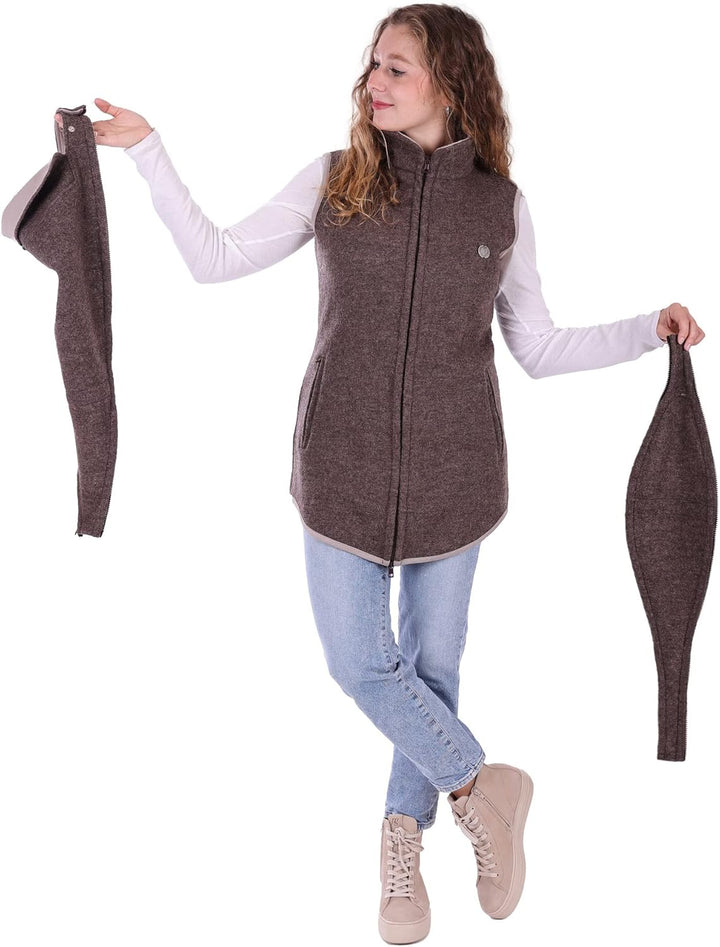 Viva la Mama - Trageweste aus Wollwalk Umstandsweste Wollweste zum Babytragen - PEVE S braun, S brau