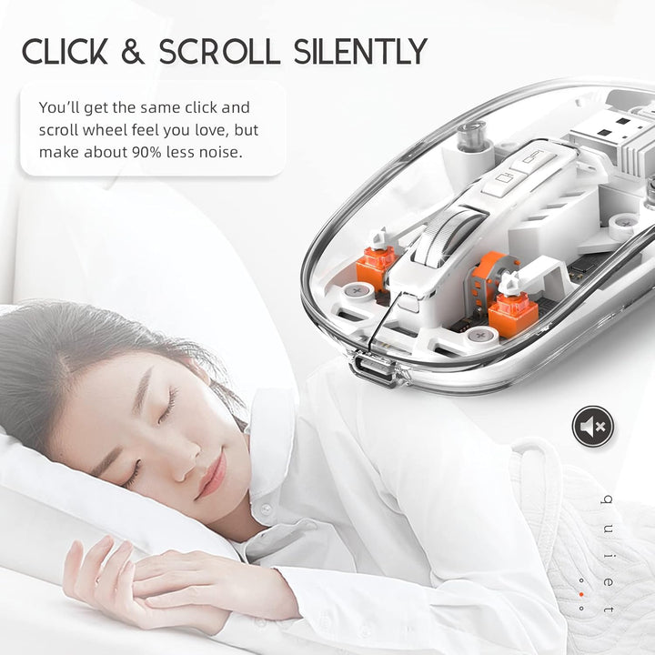 MAGIC-REFINER HXSJ Kabellose Maus Bluetooth, 2,4GHz+Bluetooth 5.0 Funkmaus Wiederaufladbare Leise Ul