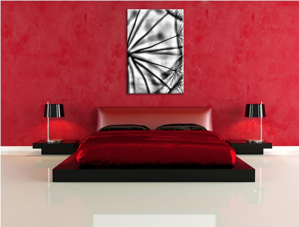 Pixxprint Weisse Pusteblumen / 100x70cm Leinwandbild bespannt auf Holzrahmen/Wandbild Kunstdruck Dek