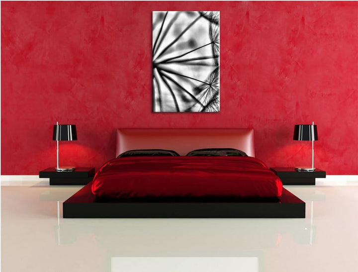 Pixxprint Weisse Pusteblumen / 100x70cm Leinwandbild bespannt auf Holzrahmen/Wandbild Kunstdruck Dek