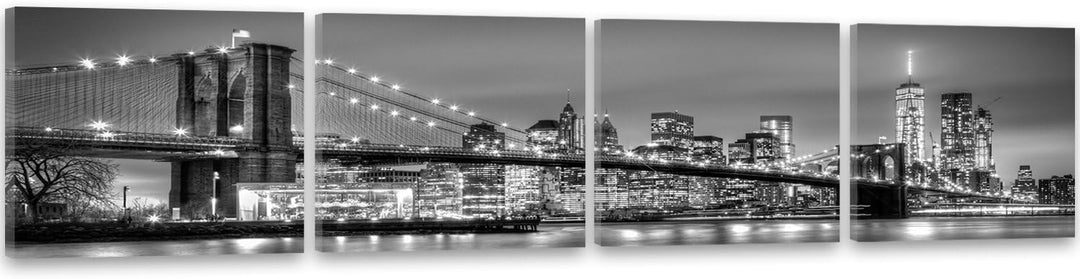 Feeby Frames Leinwandbild Bilder Wand Bild 4 Teile Panoramabild Wandbilder Kunstdruck 20x80 cm BROOK
