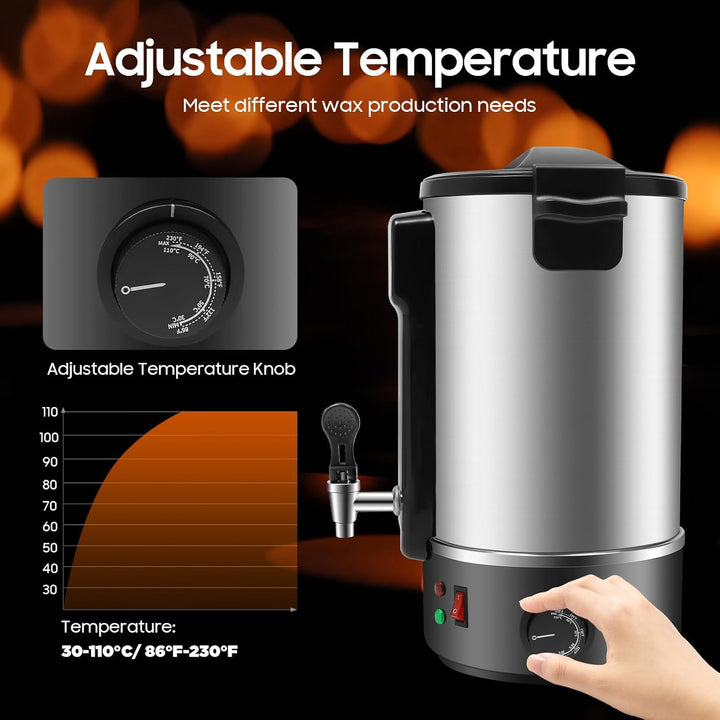 Owneed 8L Kerzenherstellung Kit, Kerzen Wachsschmelzer 30–110°C Einstellbar, Elektrischer Wachs Schm