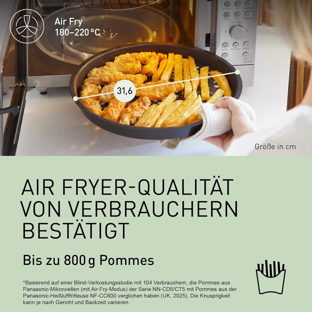 Panasonic NN-CD58RSEPG 27L 4-in-1 Kombi-Mikrowelle mit Airfryer-Funktion, 1000W Inverter, 1300W Gril