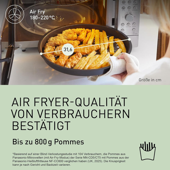 Panasonic NN-CD58RSEPG 27L 4-in-1 Kombi-Mikrowelle mit Airfryer-Funktion, 1000W Inverter, 1300W Gril