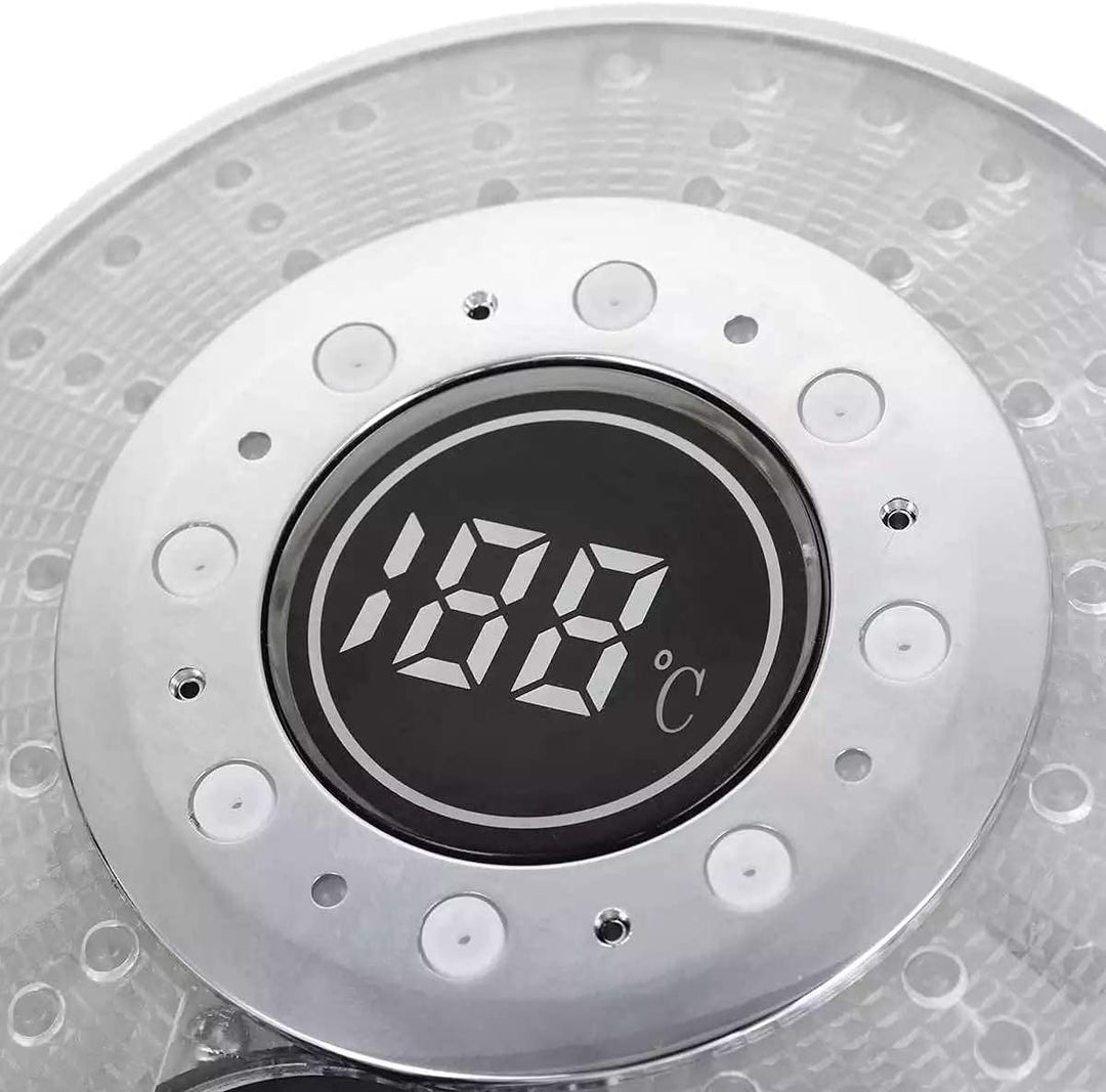 LED Duschkopf, Regendusche 3 Farben Farbwechsel Temperaturregelung, Handbrause mit Digital Temperatu