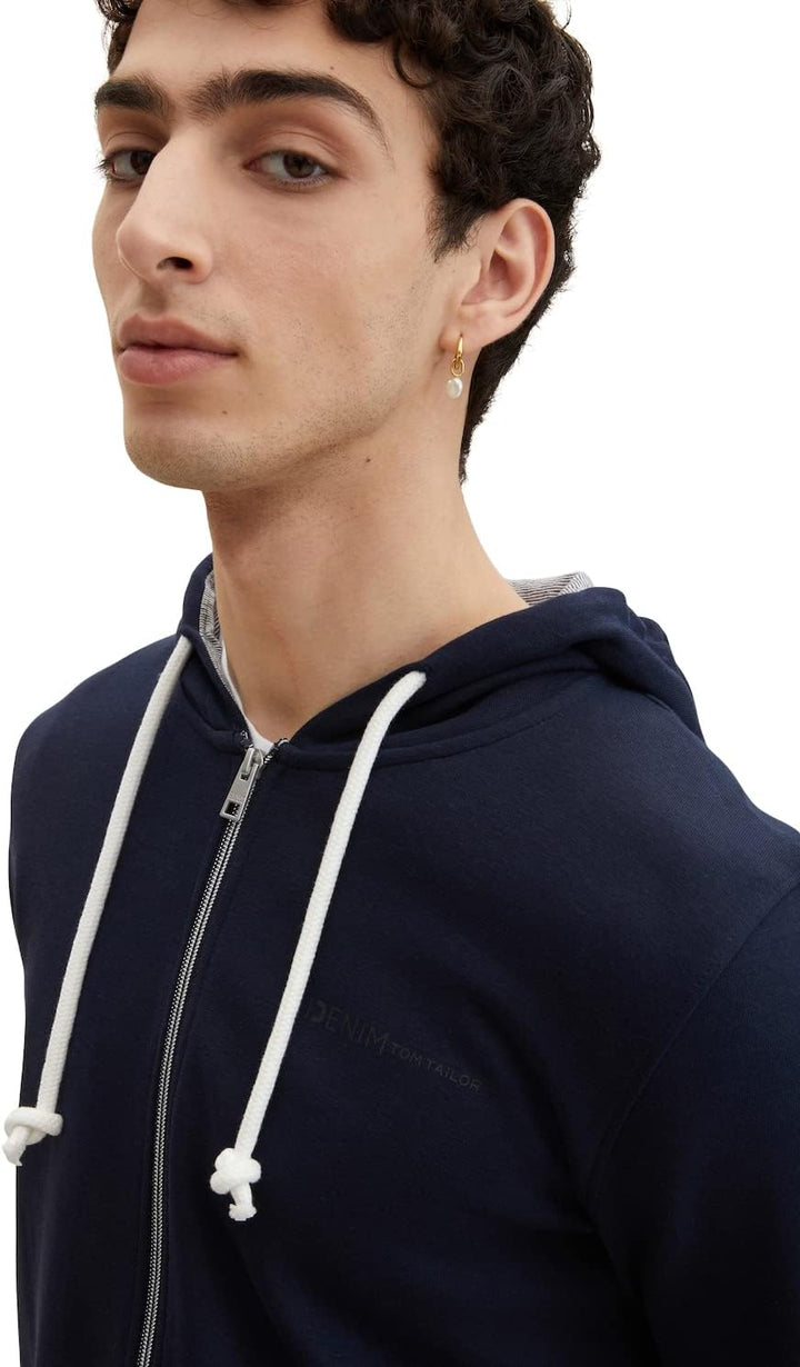 TOM TAILOR Denim Herren Basic Sweatshirtjacke L 10668 - Sky Captain Blue, L 10668 - Sky Captain Blue
