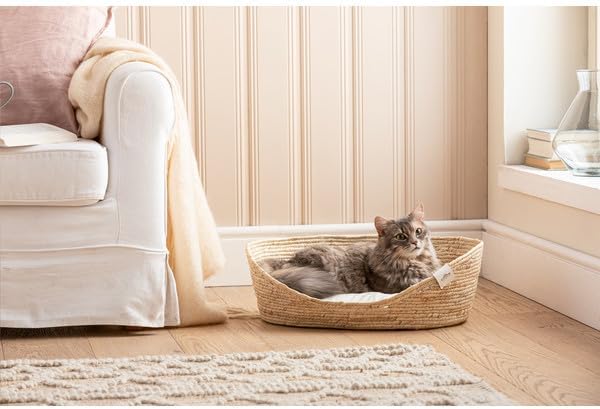 Dehner Premium Lovely Kuschelbett Tiefer Schlaf, 58 x 48 x 18 cm, Naturmaterial/Plüsch, weiss/beige