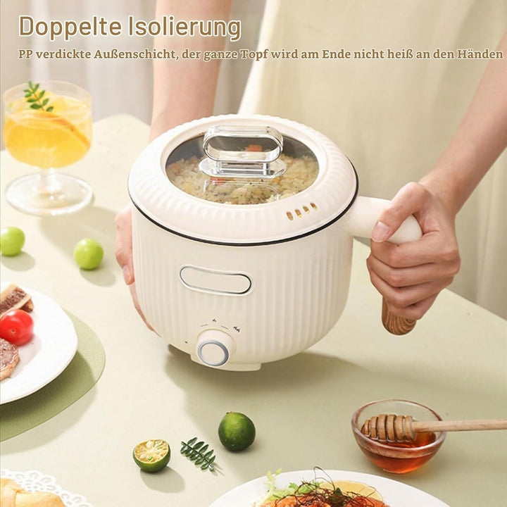 Elektrische Hot Pot, 2L Tragbare Mini Antihaft Multikocher Mit Dämpfkorb, Edelstahl Elektrischer Koc
