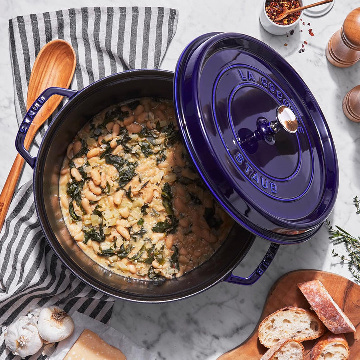 STAUB Gusseisen Bräter/Cocotte, Rund 28 cm, 6,7 L, Dunkel-Blau 28 cm, 6,7 L Dunkel-Blau, 28 cm, 6,7