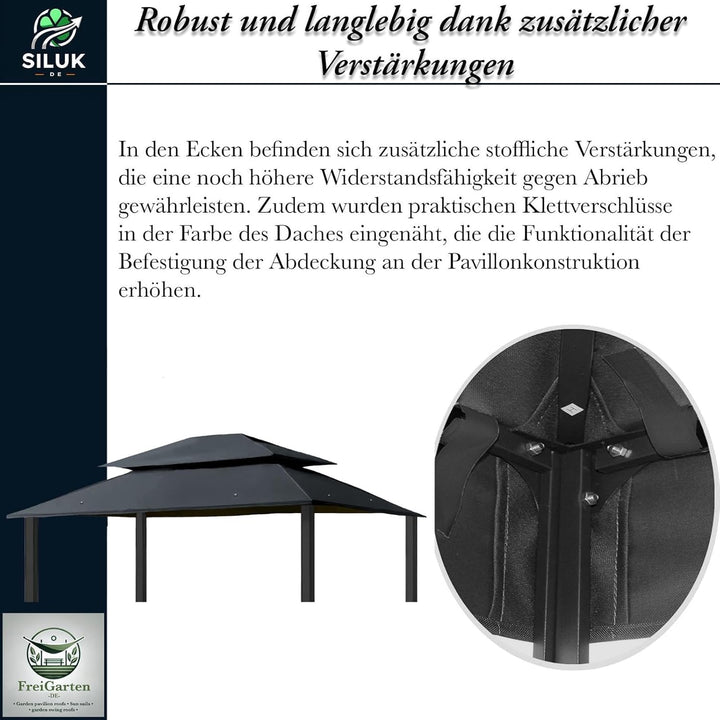 freigarten.de Ersatzdach für Pavillon 3x4 Meter Wasserdicht Material: Panama PCV Soft 370g/m² extra