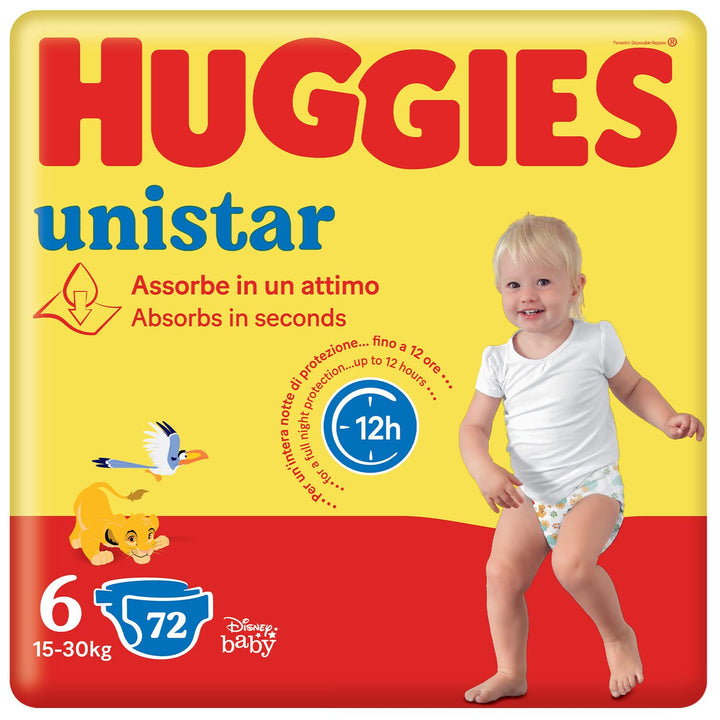 Huggies Unistar Windeln, Grösse 6 (15-30 kg), 72 Stück Taglia 6 72 Pannolini, Taglia 6 72 Pannolini