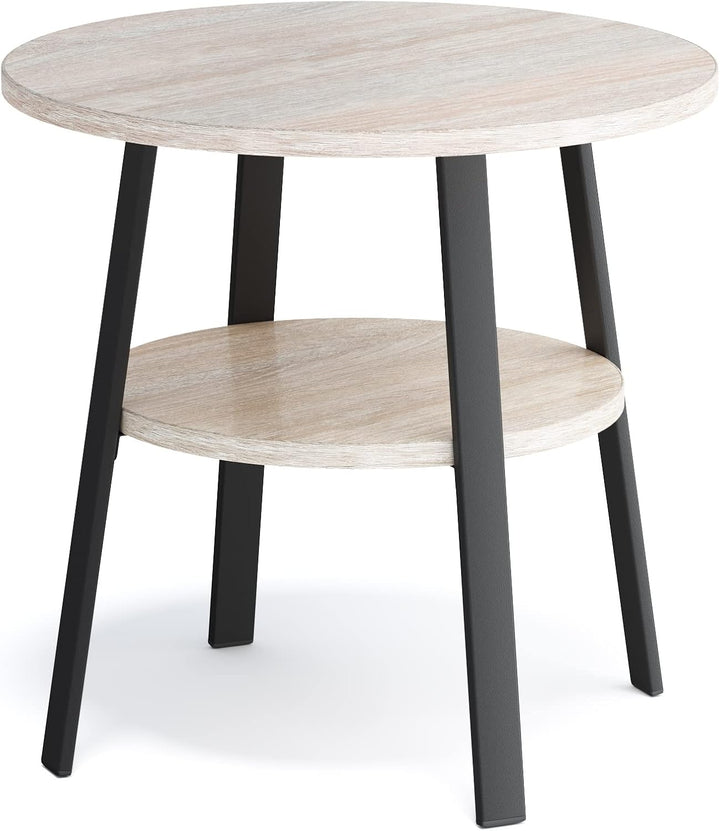 Stardis Beistelltisch rund stabiles Metallgestell/Holz Ø43xH 44 cm, 2 Ablagen Nachttisch Couchtisch