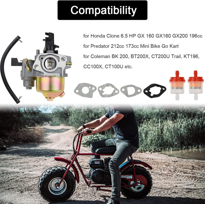 Vergaser-Kit für Honda GX120 GX160 GX200 5,5 PS 6,5 PS Motor für Hafenfracht 212 173 R210 196 cc 208
