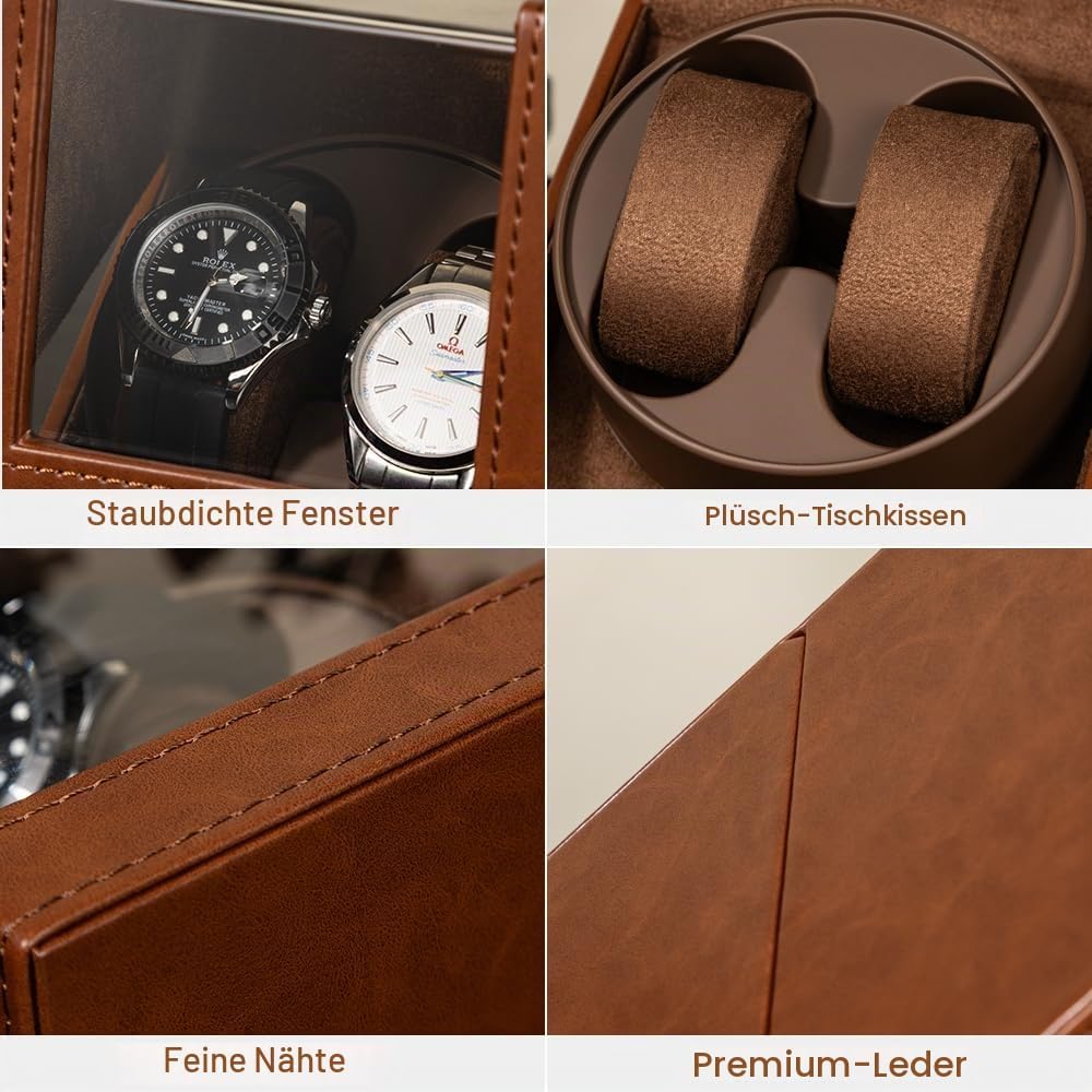 Automatische Uhrenbeweger Box,luxuriöser Uhrenbeweger,Uhrengehäuse mit leisem Mabuchi Motor,Batterie