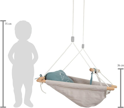 small foot Babyschaukel Seaside aus Holz und Stoff, Moderne Indoor-Schaukel mit Gurt für Babys, ab 1