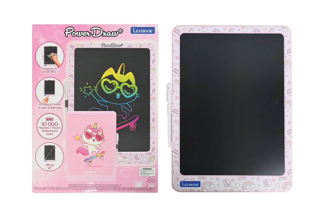 Lexibook, Power Draw®, Elektronische Zeichentafel mit Stift inklusive, Grosses 14’ E-Ink LCD-Display