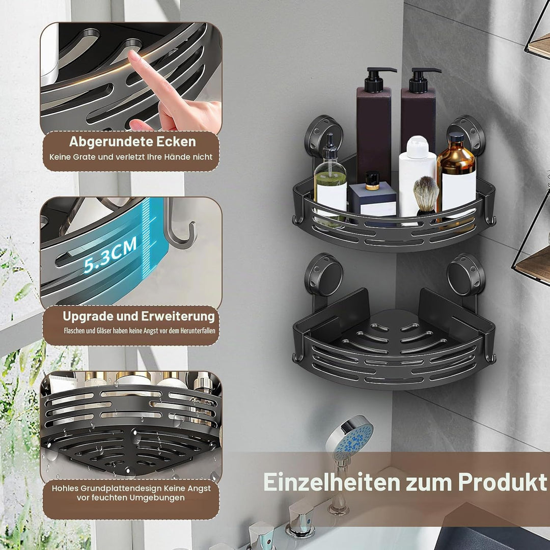 OneNine Duschablage Ecke Ohne Bohren, Dreieck Duschkorb, Badezimmer Regal Badregal,Kunststoff Bad Du