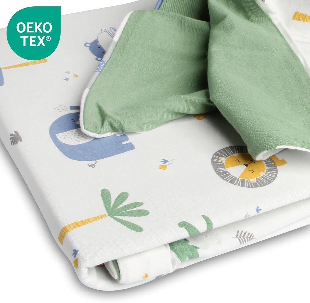 schlummersack Kinder Bettwäsche Set 100x135 Dschungel aus 100% Baumwolle, Wendbar, mit Reissverschlu