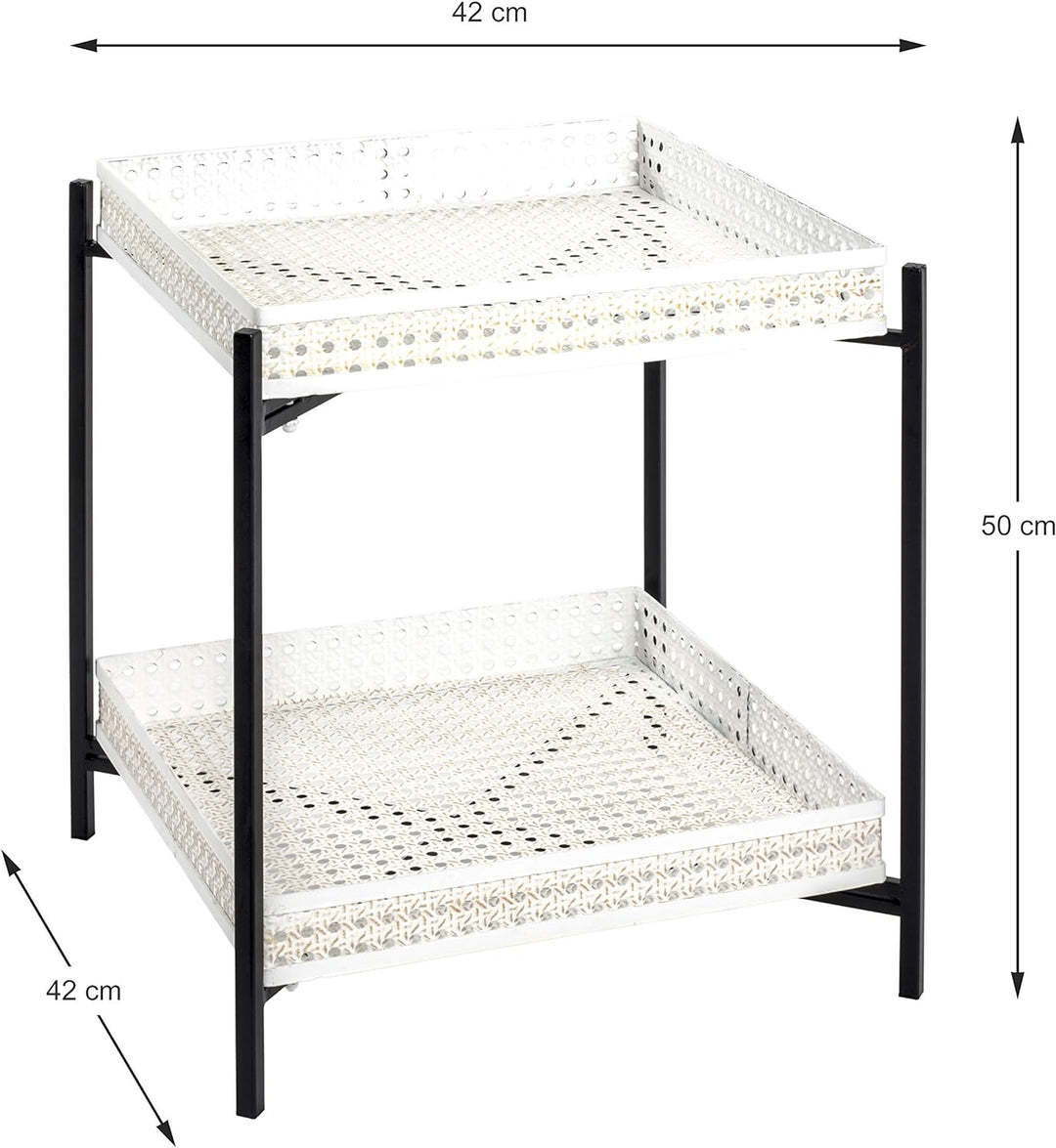 HAKU Möbel Beistelltisch, Metall, schwarz-creme, B 42 x T 42 x H 50 cm 42 x 42 x 50 cm, 42 x 42 x 50
