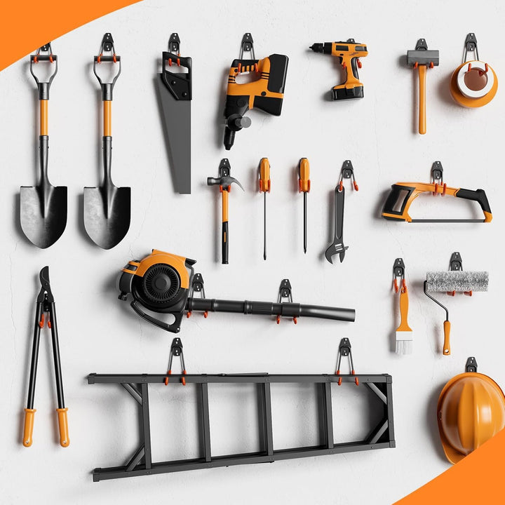 Kitmiido 12er Set Wandhaken für Garage | Schwerlast Doppelhaken | Platzsparende Aufbewahrung für Wer