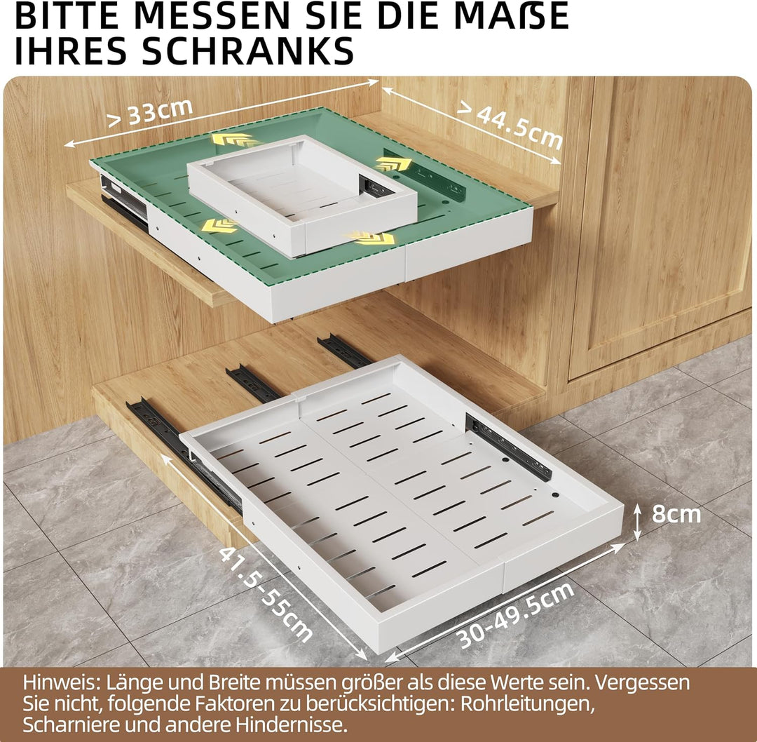 NETEL 2 Pack 4-Wege-erweiterbarer Schublade mit Kleber, Teleskopschublade (Einstellbare 43.5-55cm T