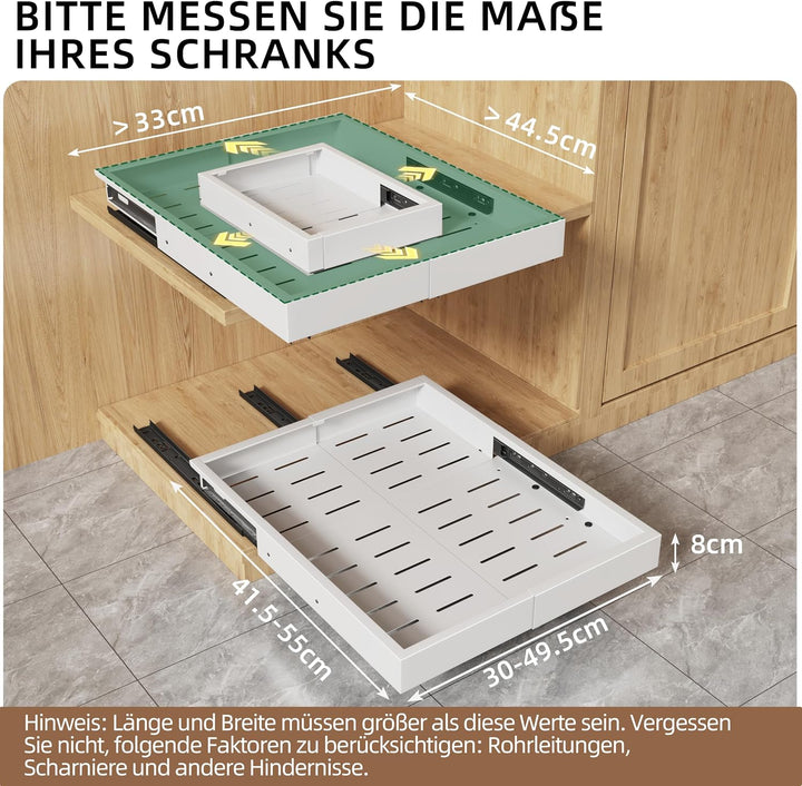 NETEL 2 Pack 4-Wege-erweiterbarer Schublade mit Kleber, Teleskopschublade (Einstellbare 43.5-55cm T