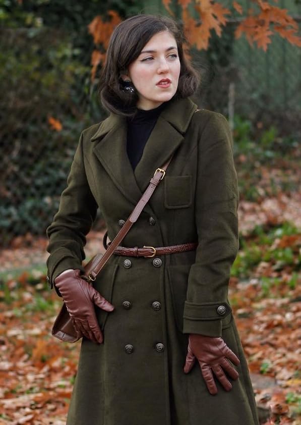 Harssidanzar Lederhandschuhe für Damen, Winter Warm Fleecefutter Touchscreen Vintage Finished GL018E