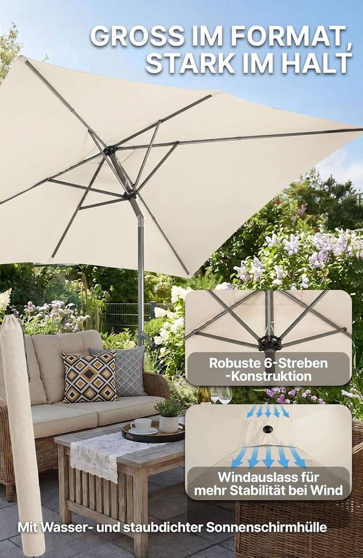 4smile Sonnenschirm Balkon mit Kurbel, Sonnenschirm rechteckig 300x200 cm | UV 50+ Sonnenschutz Balk