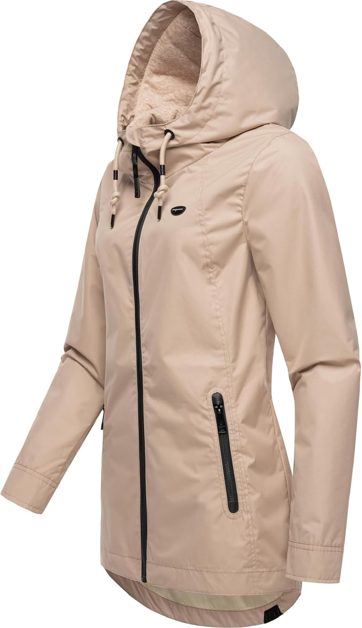 Ragwear Damen Übergangsjacke leichte Jacke Kurzmantel wasserdicht mit Verstellbarer Kapuze Zuzka Int