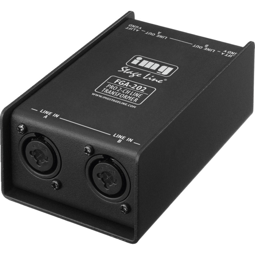 IMG STAGELINE FGA-202 Professioneller 2-Kanal Line-Übertrager schwarz