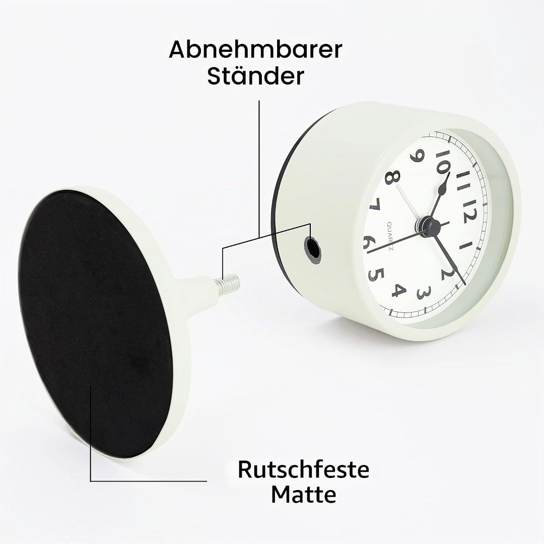 Lafocuse Metall Wecker Weiss Retro Klassisch, Wecker Lautlos Ohne Ticken mit Nachtlicht und Schlumme