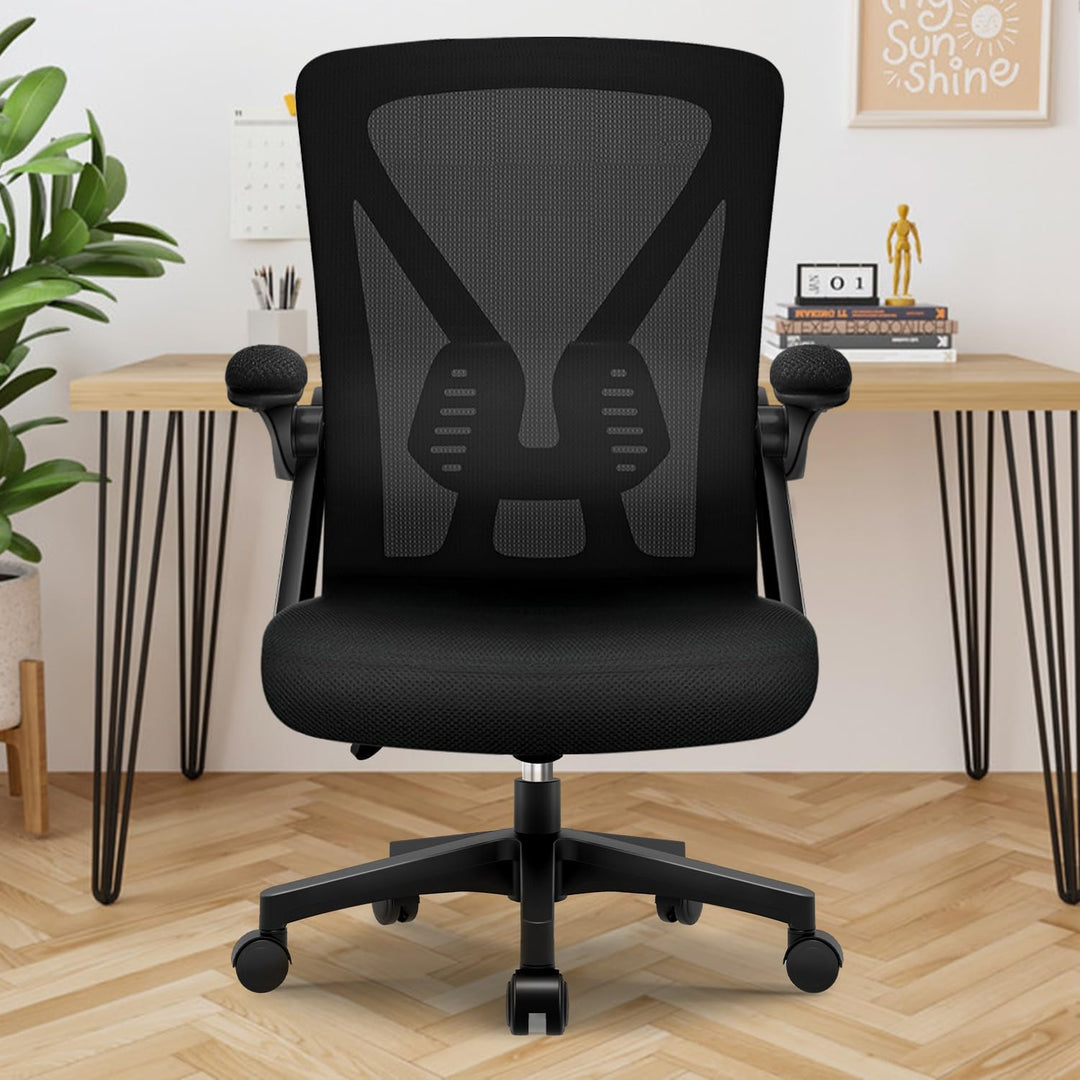Bürostuhl Ergonomisch,Schreibtischstuhl mit Hochklappbaren Armlehnen, Einstellbarer Lendenstütze, Wi