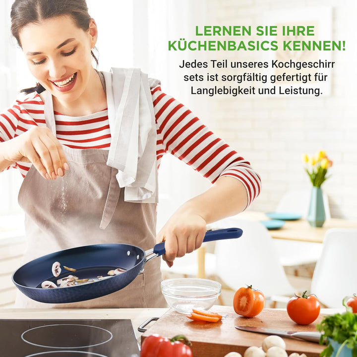 NutriChef Pfannenset &amp; Topfset 11-teilig Antihaftbeschichtet – Kochtopf Set mit Durchsichtigen Decke