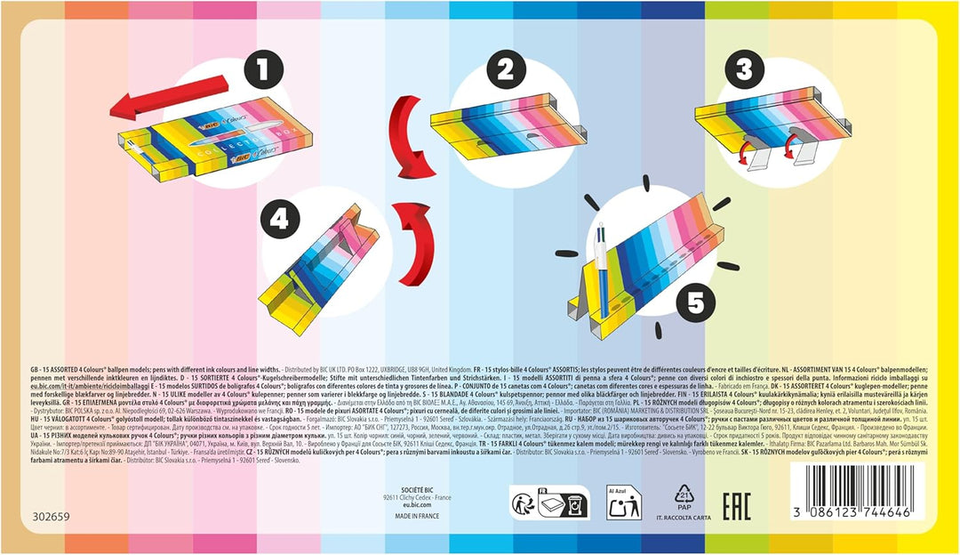 BIC 4 Farben Kugelschreiber Set Sonderedition, in verschiedenen Farben, 15er Pack, Ideal für das Bür