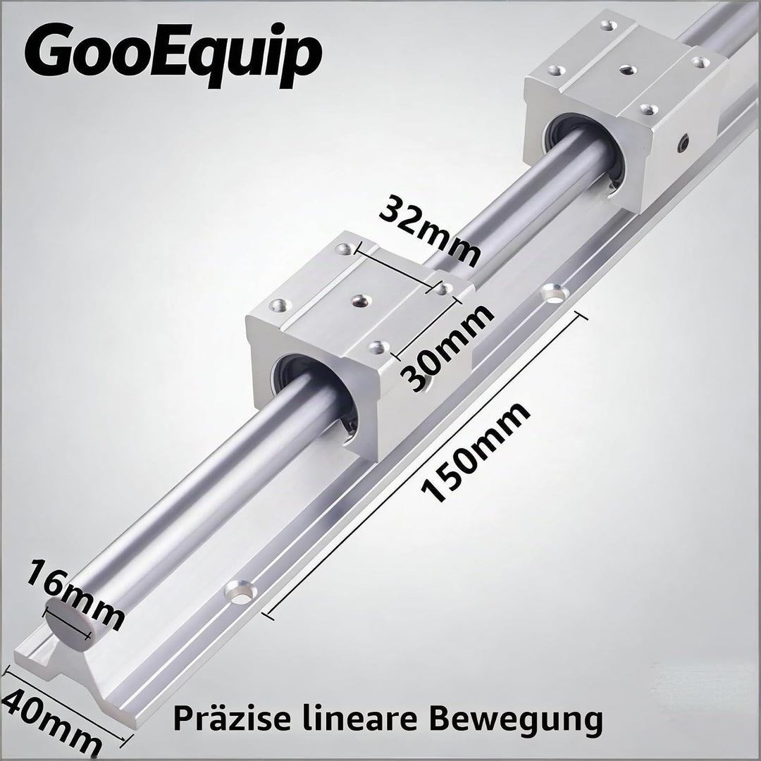 Linearführung SBR16 300mm 2 x Linearschienen und 4 x SBR16UU Lagerblöcke, Linearschienenlänge 300mm