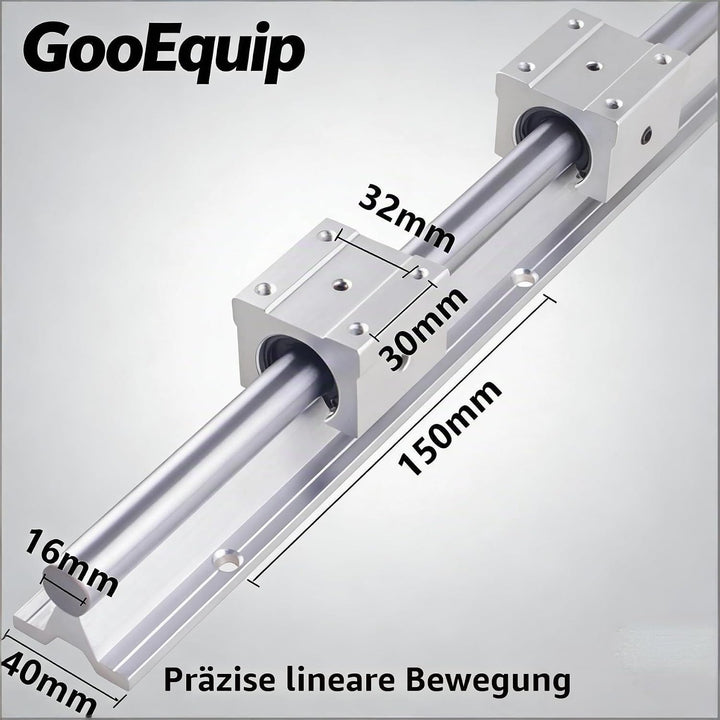 Linearführung SBR16 300mm 2 x Linearschienen und 4 x SBR16UU Lagerblöcke, Linearschienenlänge 300mm