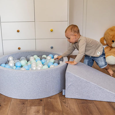 KiddyMoon Viertel Eckig Bällebad Bällepool 90X30cm/300 Bälle ∅ 7Cm Ballgruben Für Babys Spielbad Kle