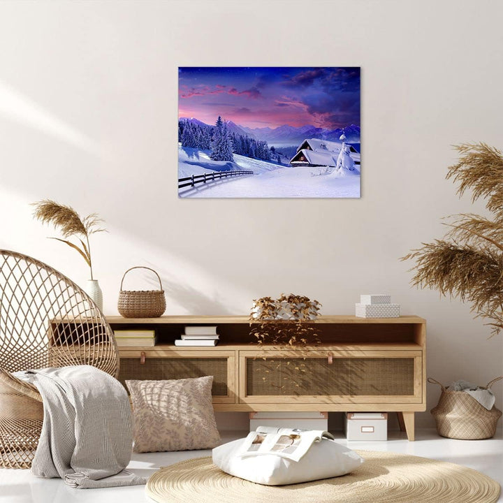 Bilder auf Leinwand Winter Landschaft Frost Schnee Leinwandbild 70x50cm Wandbilder Dekoration Wohnzi