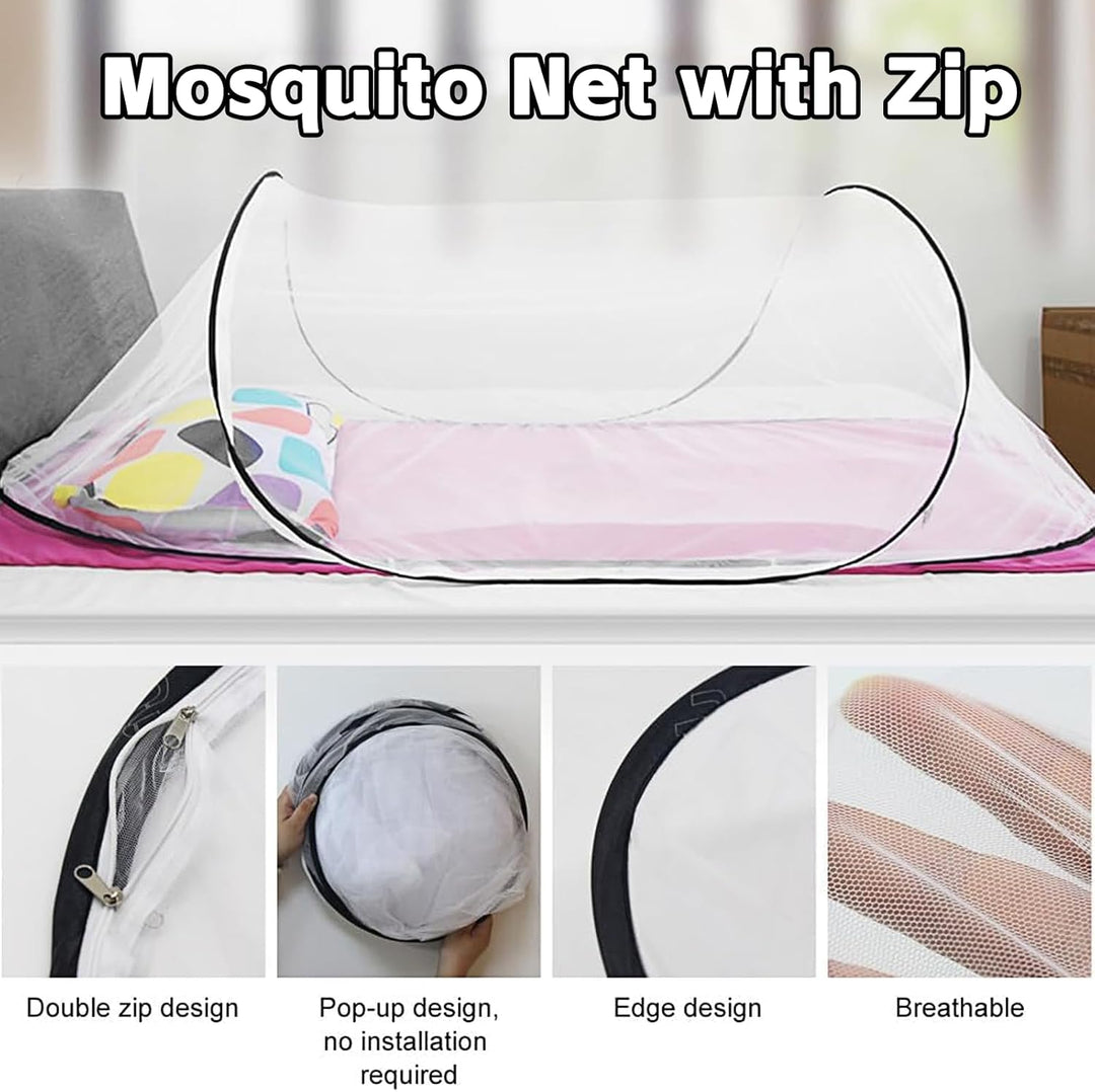 Pop-Up Moskitonetz Bett 200 x 80 x 56cm, Tragbares Faltbares Moskitonetz, Mückennetz Reise, Moskitoz